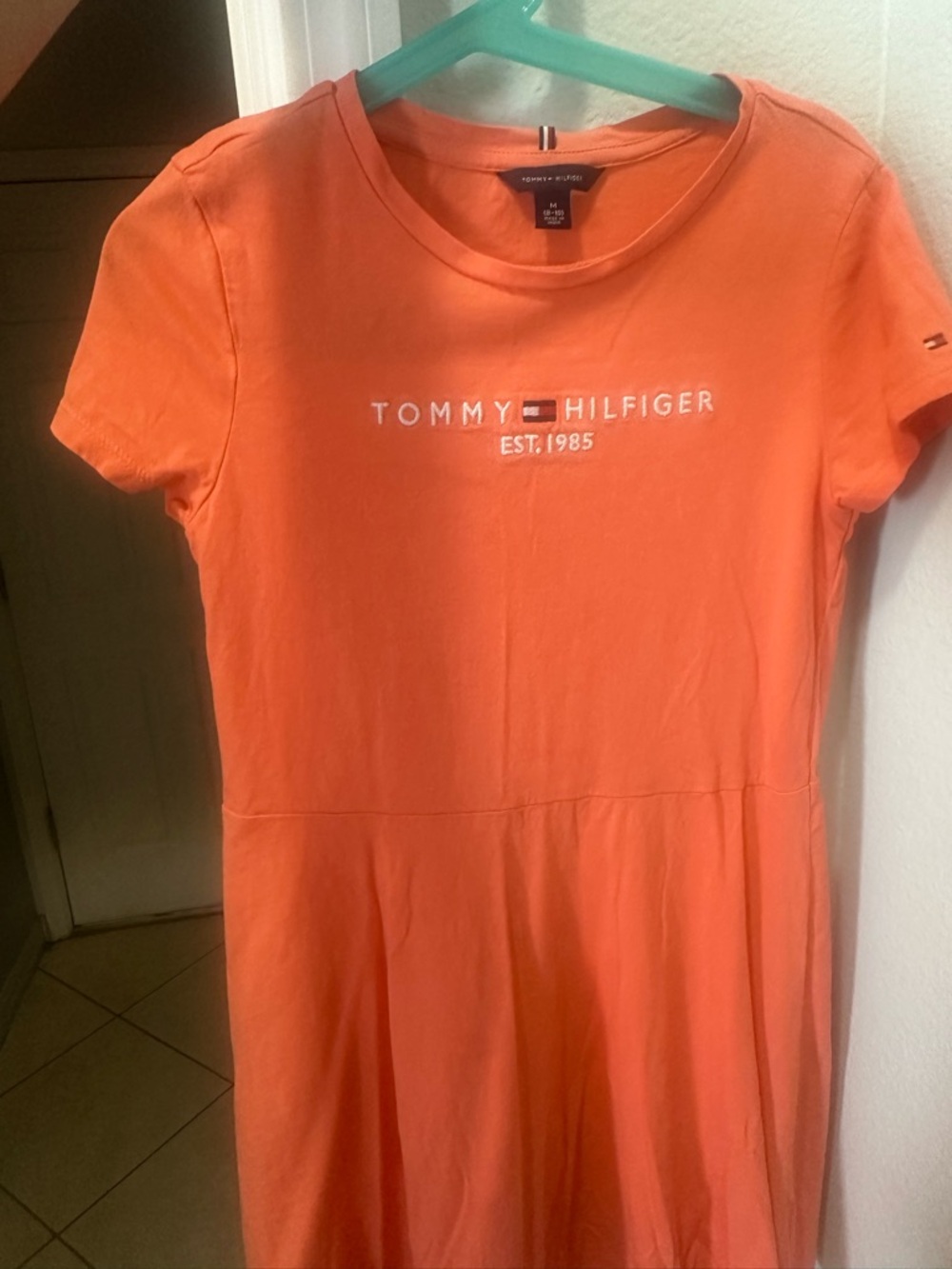 Tommy Hilfiger Orange Logo Casual Girls Knit Dress